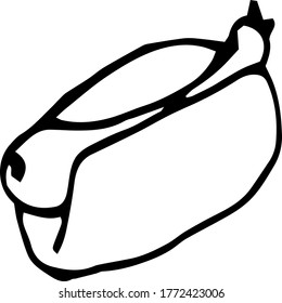 Hot dog icon. White background. It can be used in the design of cafes, food delivery services, menus, etc