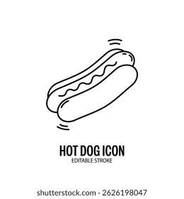 Hot Dog Icon with White Background Flat Design Vector Illustration. Editable Stroke