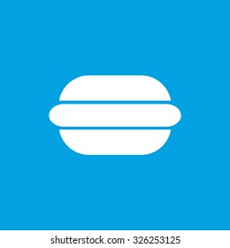 Hot dog icon, white simple image isolated on blue background