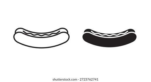 Ícones de cachorro-quente em linhas cheias, finas, contorno e traçados
