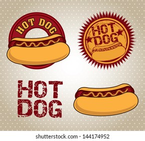 hot dog icons over dotted background vector illustration