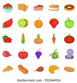 Hot dog icons set. Cartoon set of 25 hot dog vector icons for web isolated on white background