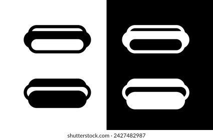 Hot dog icons set, sausage in a bun. Fast food or cafe symbol. Menu or lunch attribute.