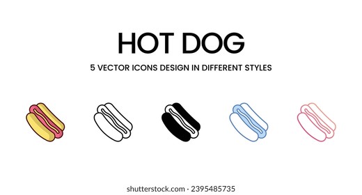 Hot dog Icons set. Suitable for Web Page, Mobile App, UI, UX and GUI design. Vector stock illustration.