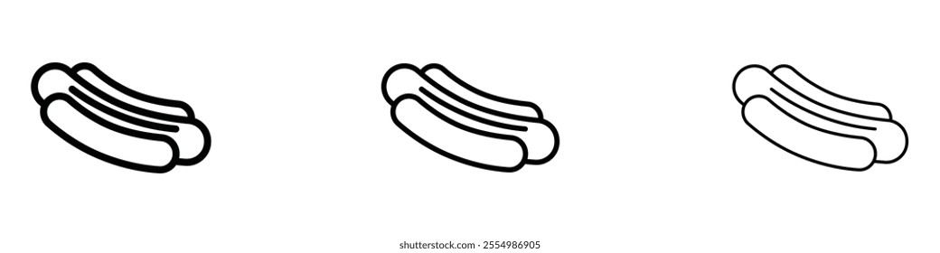 Hot dog icons in tree different stroke sizes
