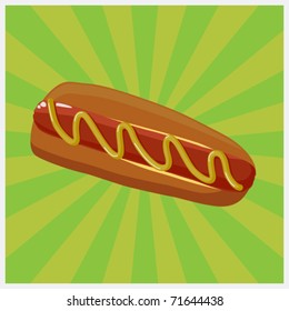 Hot dog illustration 2. Vector
