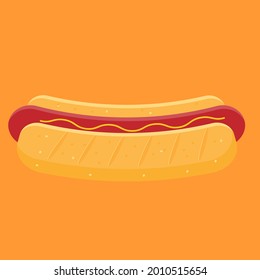 Hot dog illustration in flat style vector graphics sausage hot dog assembly