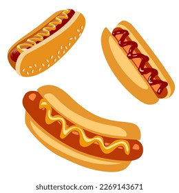 Hot dog illustration on white background