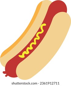 Hot Dog Illustration with Simple Design. Isolated Vector. 