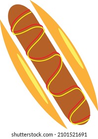 Hot dog illustration vector, Hot dog sandwich with ketchup and mustard, suitable for icon and sign and sticker and prints, good for hot dog restaurant logo, can be used for social media ads and poster