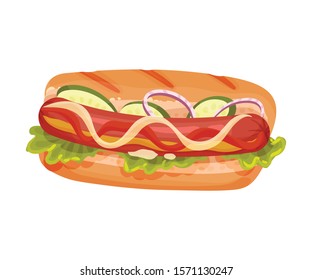 Hot Dog Isolated On White Background Vector Item