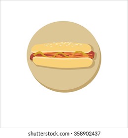 Hot dog, isolated on white background. Vector illustration.