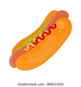 Hot Dog Isolated on White Background. Vector Illustration.