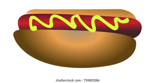 Hot dog isolated on white background, Vector illustration