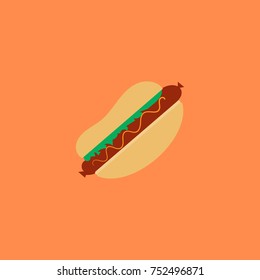 Hot dog isolated vector in orange background