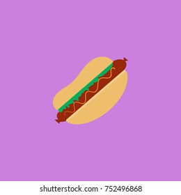 Hot dog isolated vector in purple background