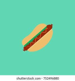 Hot dog isolated vector in turquoise background
