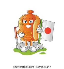 hot dog japanese vector. cartoon character