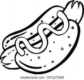 Hot Dog and ketchup fast food. Vector illustration