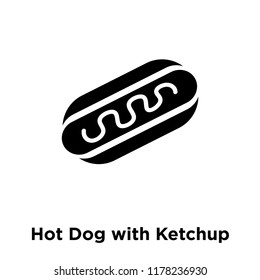 Hot Dog with Ketchup icon vector isolated on white background, logo concept of Hot Dog with Ketchup sign on transparent background, filled black symbol