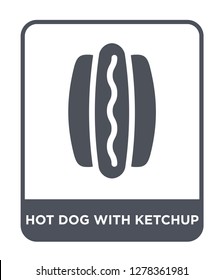 hot dog with ketchup icon vector on white background, hot dog with ketchup trendy filled icons from Bistro and restaurant collection, hot dog with ketchup vector illustration