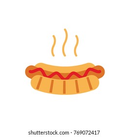 Hot dog with ketchup icon. Vector