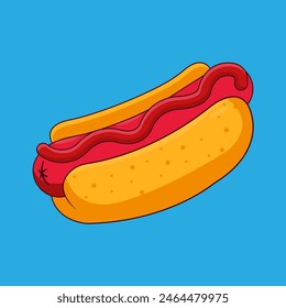 hot dog with ketchup vector