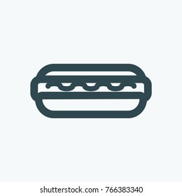 Hot dog with a ketchup vector icon