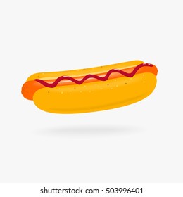 Hot Dog with ketchup vector illustration