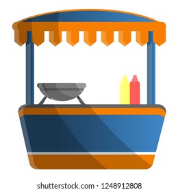 Hot dog kiosk icon. Cartoon of hot dog kiosk vector icon for web design isolated on white background