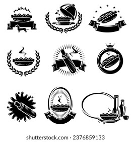 Hot dog label and element set. Collection icon hot-dog. Vector