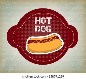 hot dog label over pattern background vector illustration