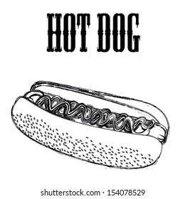 hot dog label over white background vector illustration