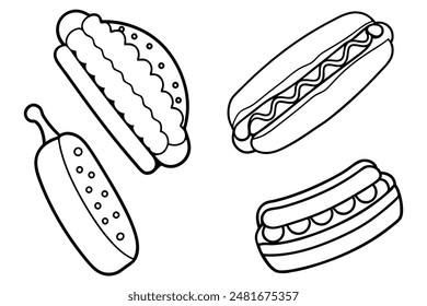 Hot Dog Line Art Elegant Minimalist Designs