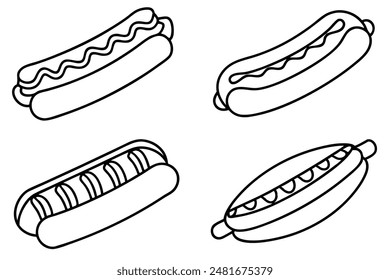 Hot Dog Line Art Sleek Elegant Illustrations