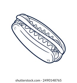Hot dog line art vector illustration