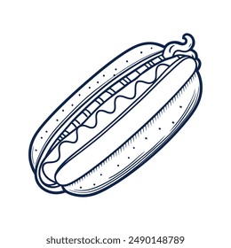 Hot dog line art vector illustration