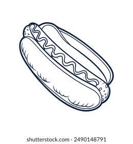 Hot dog line art vector illustration
