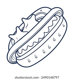 Hot dog line art vector illustration