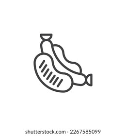 Hot Dog line icon. Bratwurst linear style sign for mobile concept and web design. Frankfurt sausage outline vector icon. Symbol, logo illustration. Vector graphics