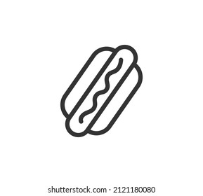 Hot dog line icon. Bun with sausage vector outline sign.