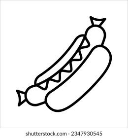 Hot dog line icon. Bun with sausage vector outline sign. vector illustration on white background