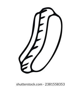 Hot dog line icon. Bun with sausage vector outline sign.Hotdog icon. Simple outline icon of hotdog isolated on white background. Design for restaurant menu, logo, banner or poster. Vector illustration