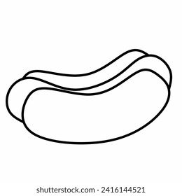 Hot dog line icon. Bun with sausage vector line sign. On a white background