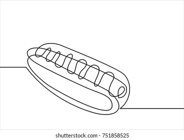 Hot dog line icon- continuous line drawing