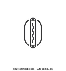 Hot dog line icon. linear style sign for mobile concept and web design. Frankfurter sandwich outline vector icon. Symbol, logo illustration. Vector graphics