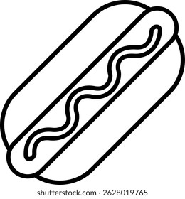 Hot dog line icon – outline fast food illustration