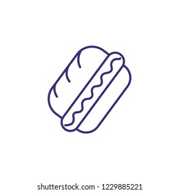 Hot dog line icon. Sausage, snack, dinner. Fast food concept. Vector illustration can be used for topics like picnic, cafe, diet 