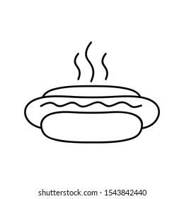 Hot Dog Line Icon. Single High Quality Symbol Of Fast Food For Web Design Or Mobile App. Thin Line Signs Of Hot Dog For Design Logo, Visit Card, Etc. Outline Pictogram