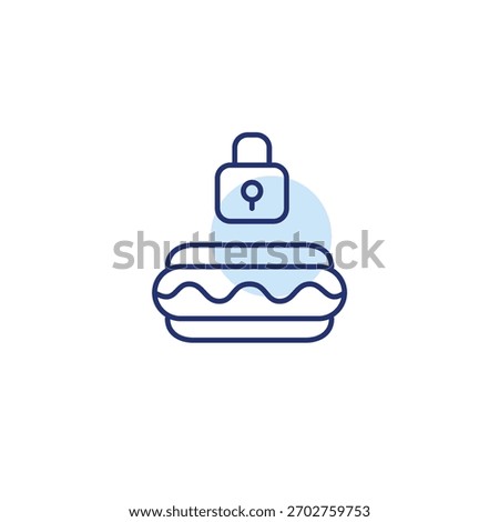 Hot dog and lock. Protected recipe. Pixel perfect, editable stroke vector icon